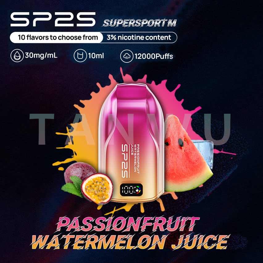 SP2 思博瑞 Supersport M 一次性電子煙｜百香果西瓜汁口味・澳洲版・約 9000 口・拋棄式電子菸